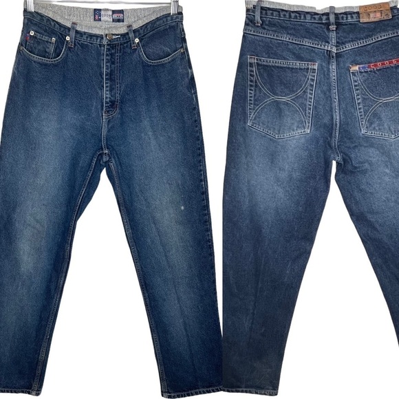 Y2K COOGI Thermal Lined Dark Wash Straight Leg Denim Blue Jeans Size 32 X 32 - Picture 11 of 15